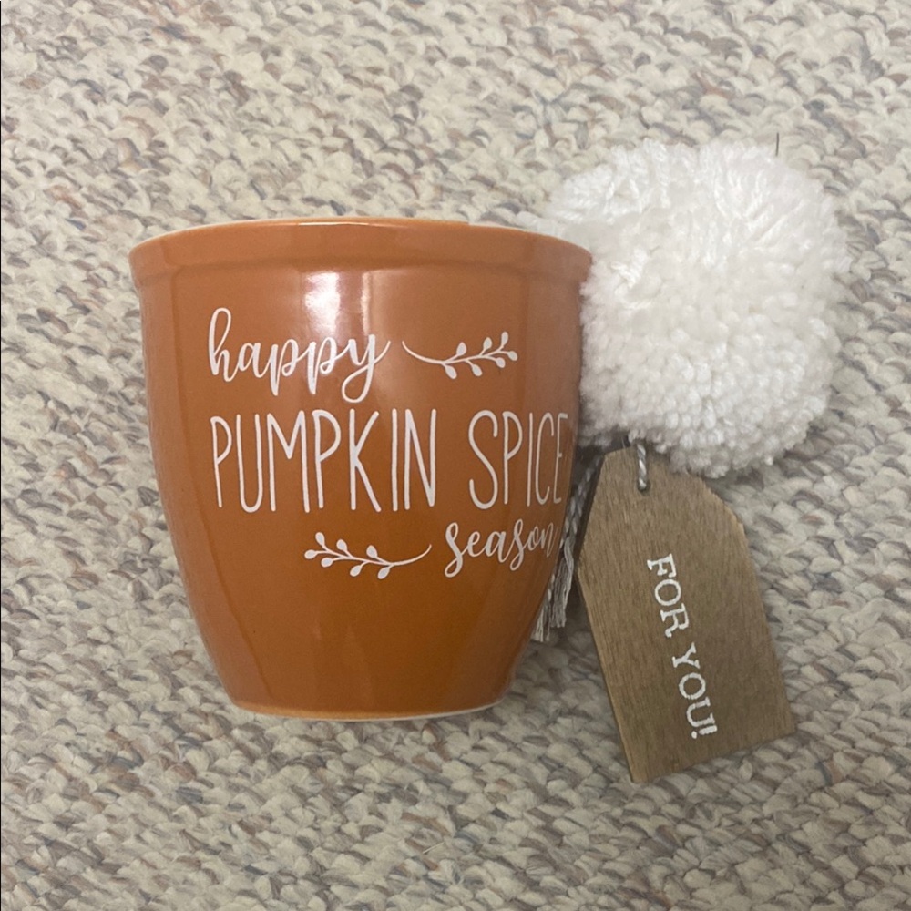 Orange Pumpkin Spice Mug with Pom Pom